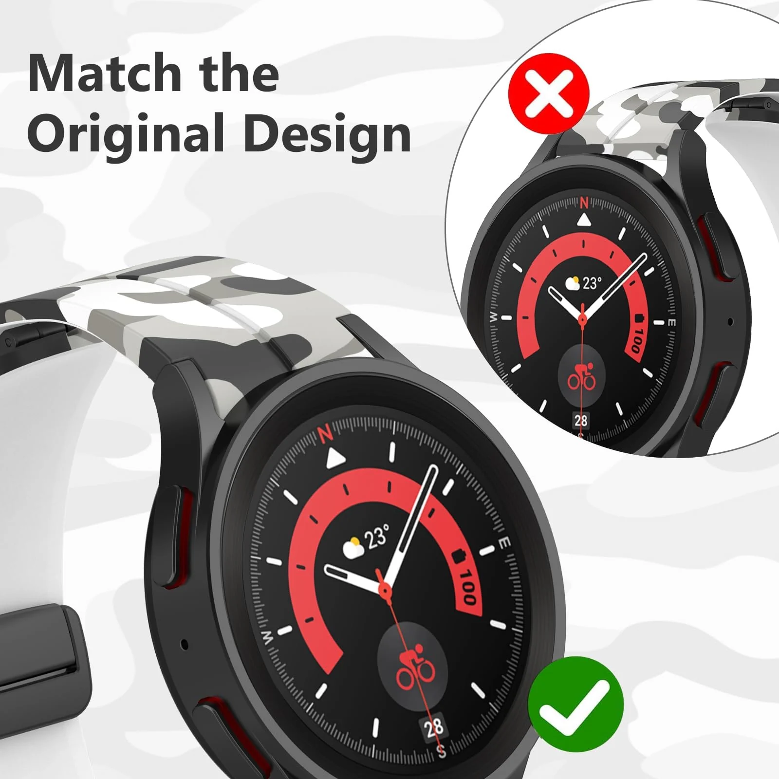 DL3 Mobilak Strap Compatible with Samsung Galaxy Watch 7 FE 6 5 4 Strap 40mm 44mm/Watch 6 Classic 43mm 47mm/5 Pro 45mm/4 Classic 42mm 46mm, No Gap Magnetic Clasp Silicone Band - Black