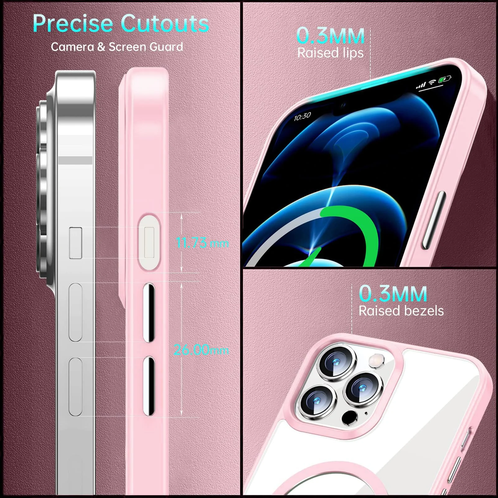 DL3 Mobilak Clear MagSafe-Compatible TPU Case for iPhone 12 / 12 Pro (6.1 Inch) - Pink