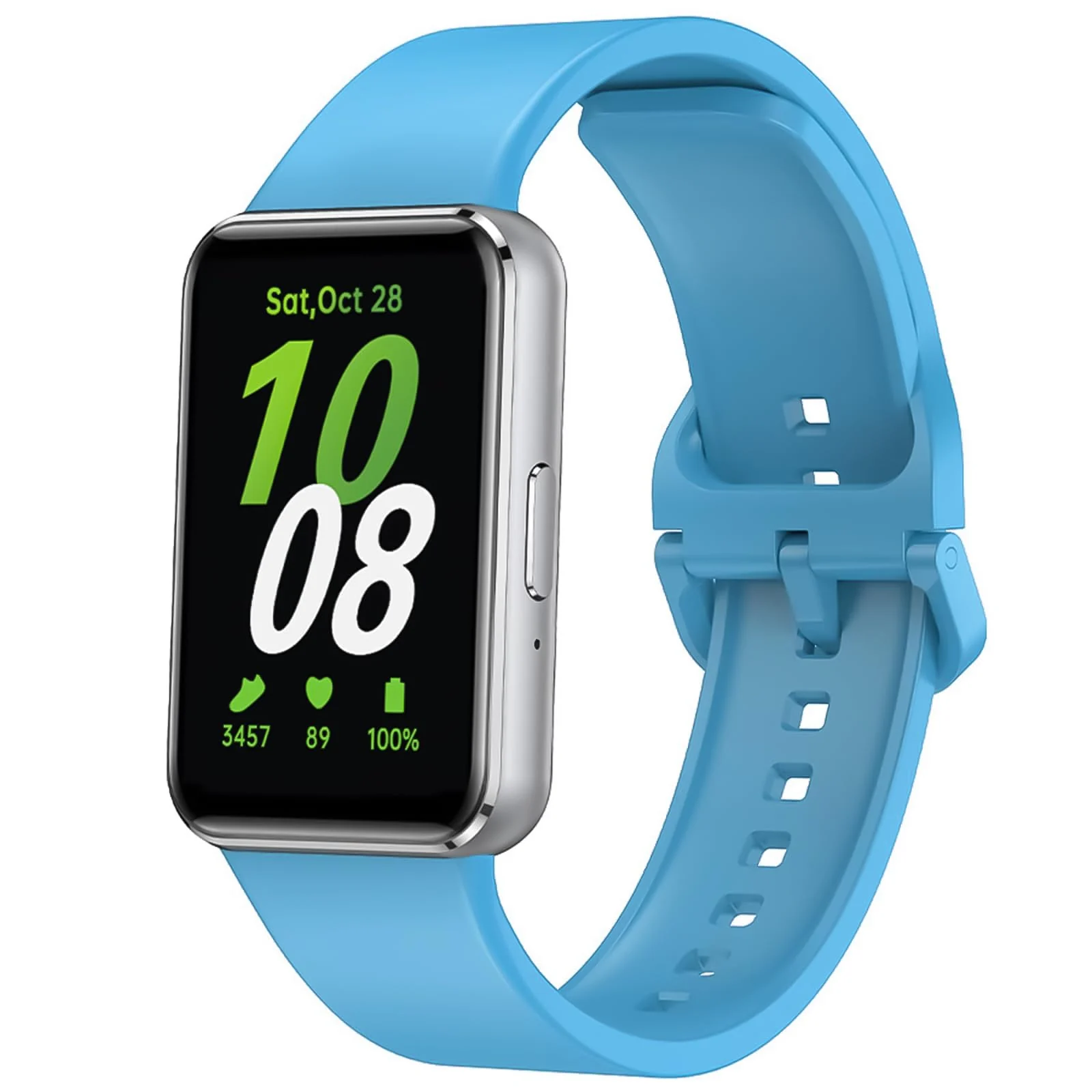 DL3 MOBILAK Silicone Bracelet for Samsung Galaxy Fit 3 Strap, Soft Silicone Sport Replacement Strap For Women/Men, Adjustable Waterproof Sports Band - Light Blue