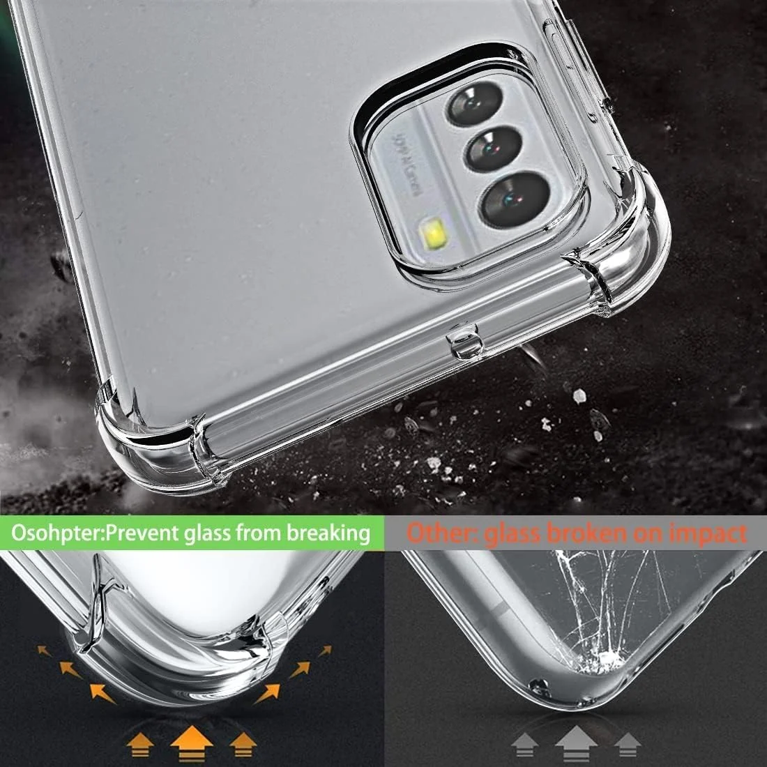 DL3 Mobilak Case Compatible with Nokia G60 5G, Cover Silicone TPU Gorilla Anti-shock Protector Camera Shockproof Corners - Clear