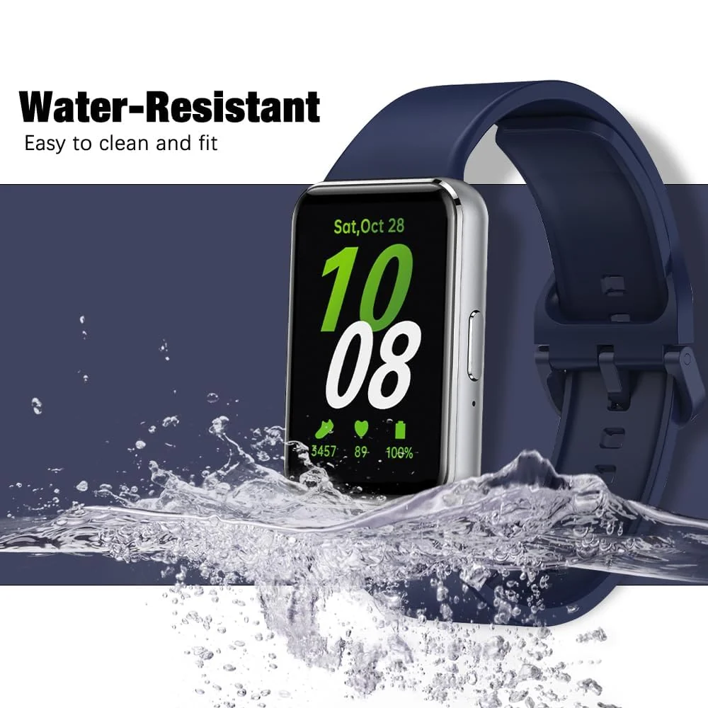 DL3 MOBILAK Silicone Bracelet for Samsung Galaxy Fit 3 Strap, Soft Silicone Sport Replacement Strap For Women/Men, Adjustable Waterproof Sports Band - Midnight Blue
