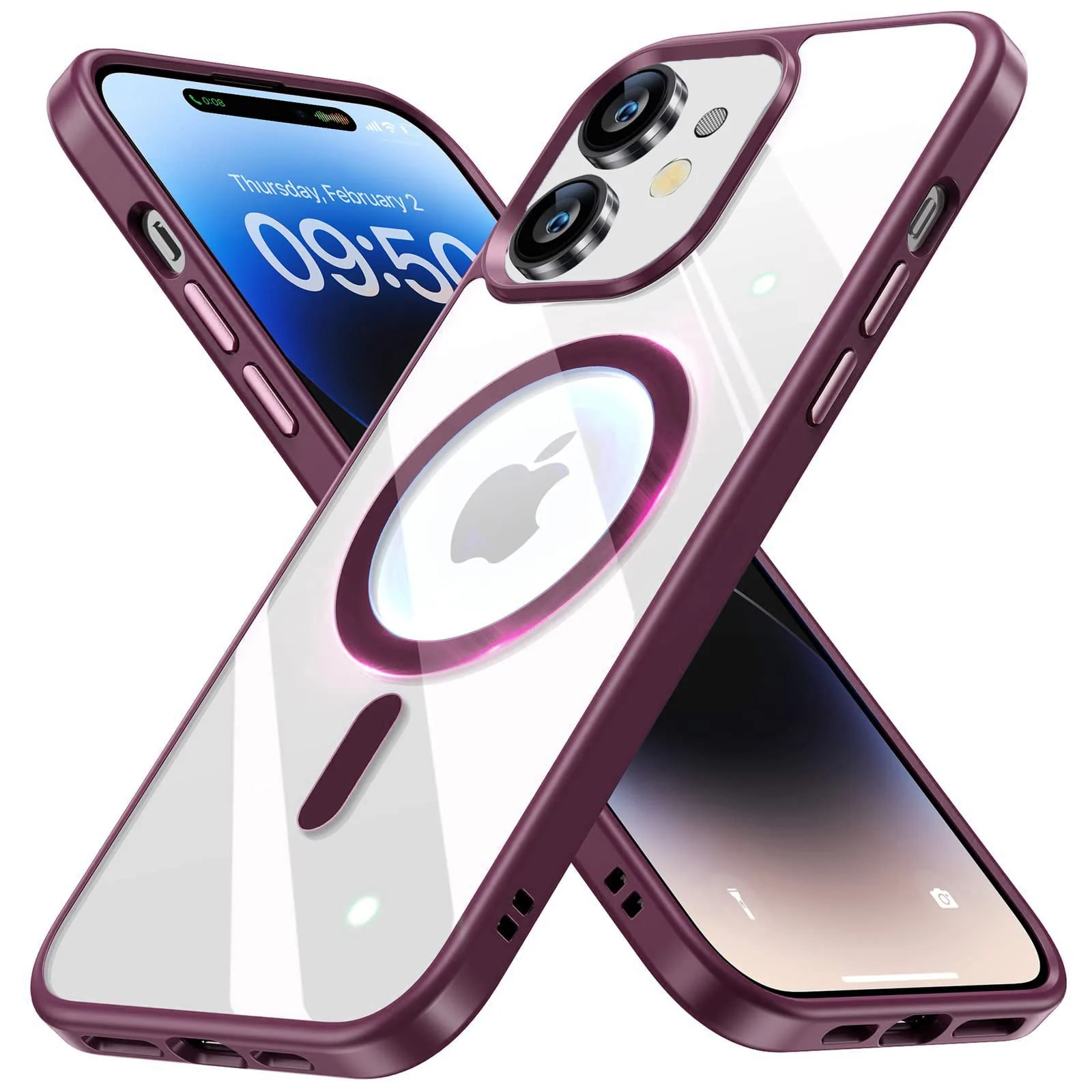 DL3 Mobilak Clear MagSafe-Compatible TPU Case for iPhone 11 (6.1 Inch) - Wine Red