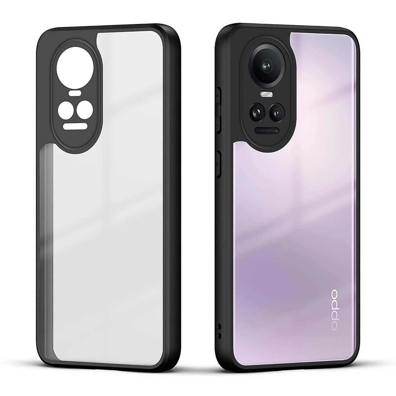 DL3 Mobilak Compatible with OPPO Reno 10 / Reno10 Pro 5G Case Transparent, Military-Grade Shockproof Anti-Yellowing, Slim Protective Phone Case Full Bumper Cover - Black
