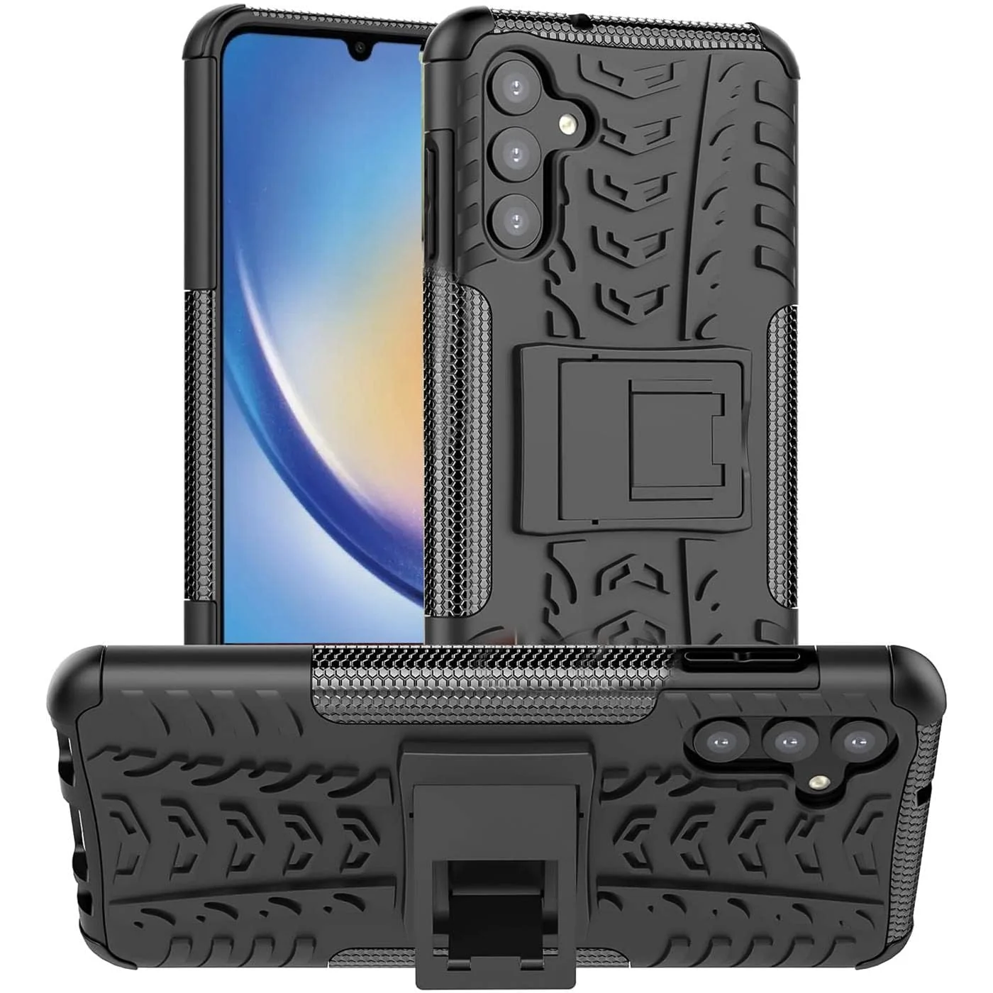 DL3 Mobilak Rugged Protective Case for Samsung Galaxy A24 4G, Shock-absorbing protection, Built-in kickstand, Scratch-resistant surface - Black