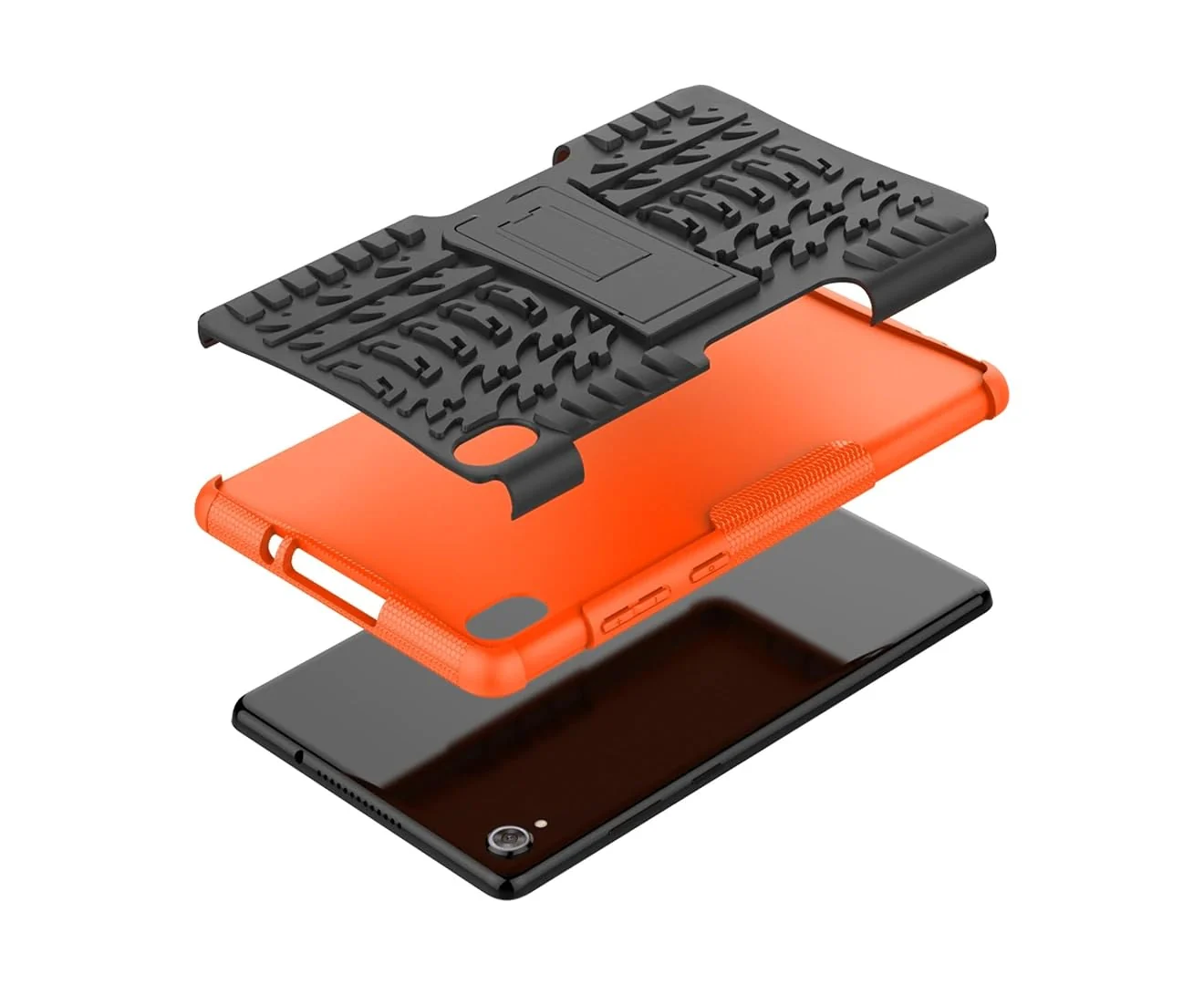 DL3 Mobilak Case For Lenovo Tab M8 4th Gen 2023/3rd Gen 2022/HD LTE 2021/Tab M8 HD/Tab M8 FHD 2019 8.0 inch, Hybrid Rugged Armor Heavy Duty 2 in 1 TPU + PC Dual Layer Case with Kickstand - Orange