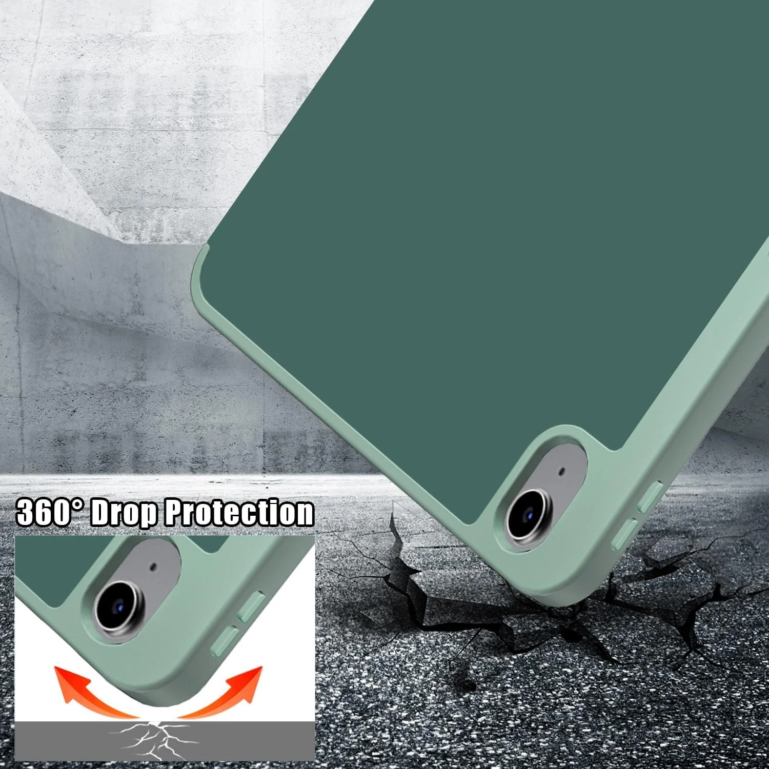 DL3 Mobilak Compatible with iPad 10.2-Inch (9th/8th/7th Generation, 2021/2020/2019) Case, Smart Stand, Pencil Holder, Shockproof Slim Lightweight Leather Cover, Modern Abstract Design - Green