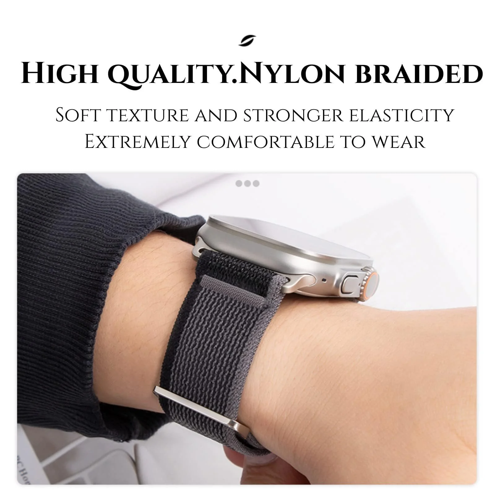 DL3 Mobilak Alpine Loop Nylon Strap Compatible with Apple Watch Band 38mm 40mm 41mm Men Women, Rugged Alpine Loop Nylon Sport Bands with Titanium C-Hook Stap for iWatch Series SE2 SE 9 8 7 6 5 4 3 2 1 - Black