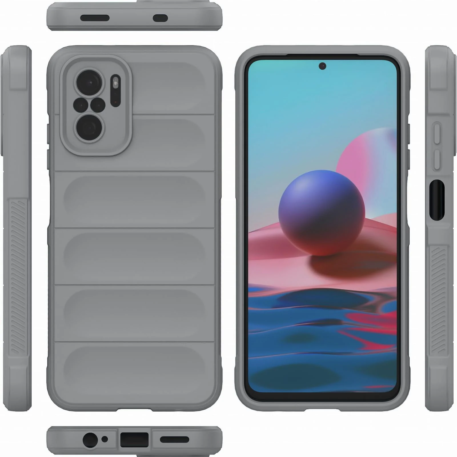 DL3 Mobilak Flexible Silicone and TPU Protective Case with Camera Protection for Xiaomi Redmi Note 10 4G / Note 10S - Gray