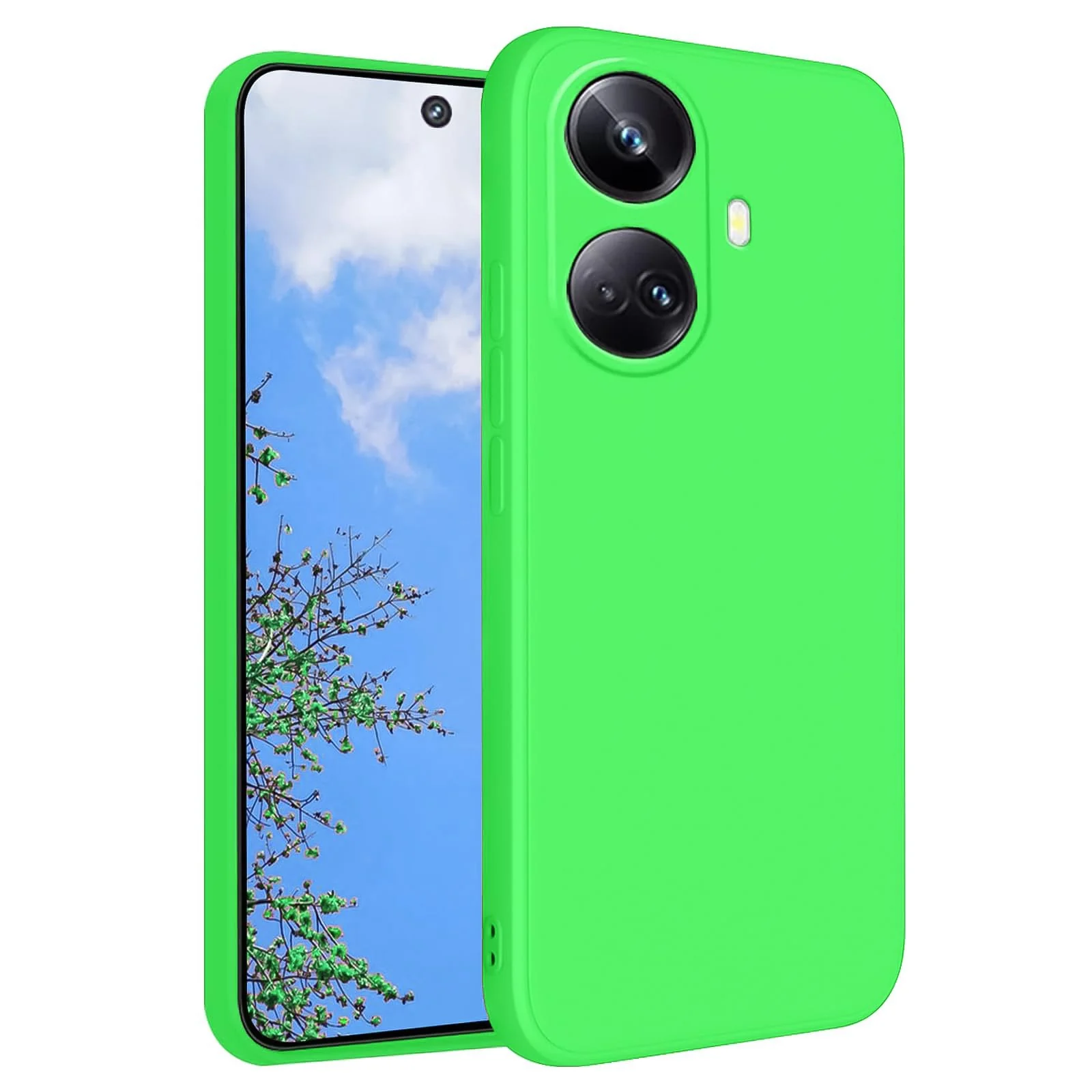 DL3 Mobilak Silicone Protective Case for realme 10 pro plus, Shock-absorbing protection, Scratch-resistant surface, Soft microfiber lining - Neon Green