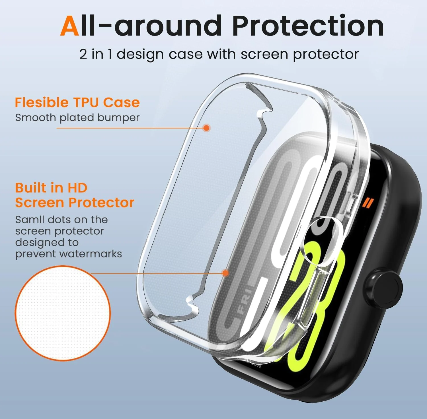 DL3 Mobilak Case Compatible with Xiaomi Redmi Watch 5 Case All-Around with Built-in Screen Protector Watch Soft TPU Shockproof Cover Slim Guard Thin Bumper Shell Protector For Redmi Watch5 - Clear