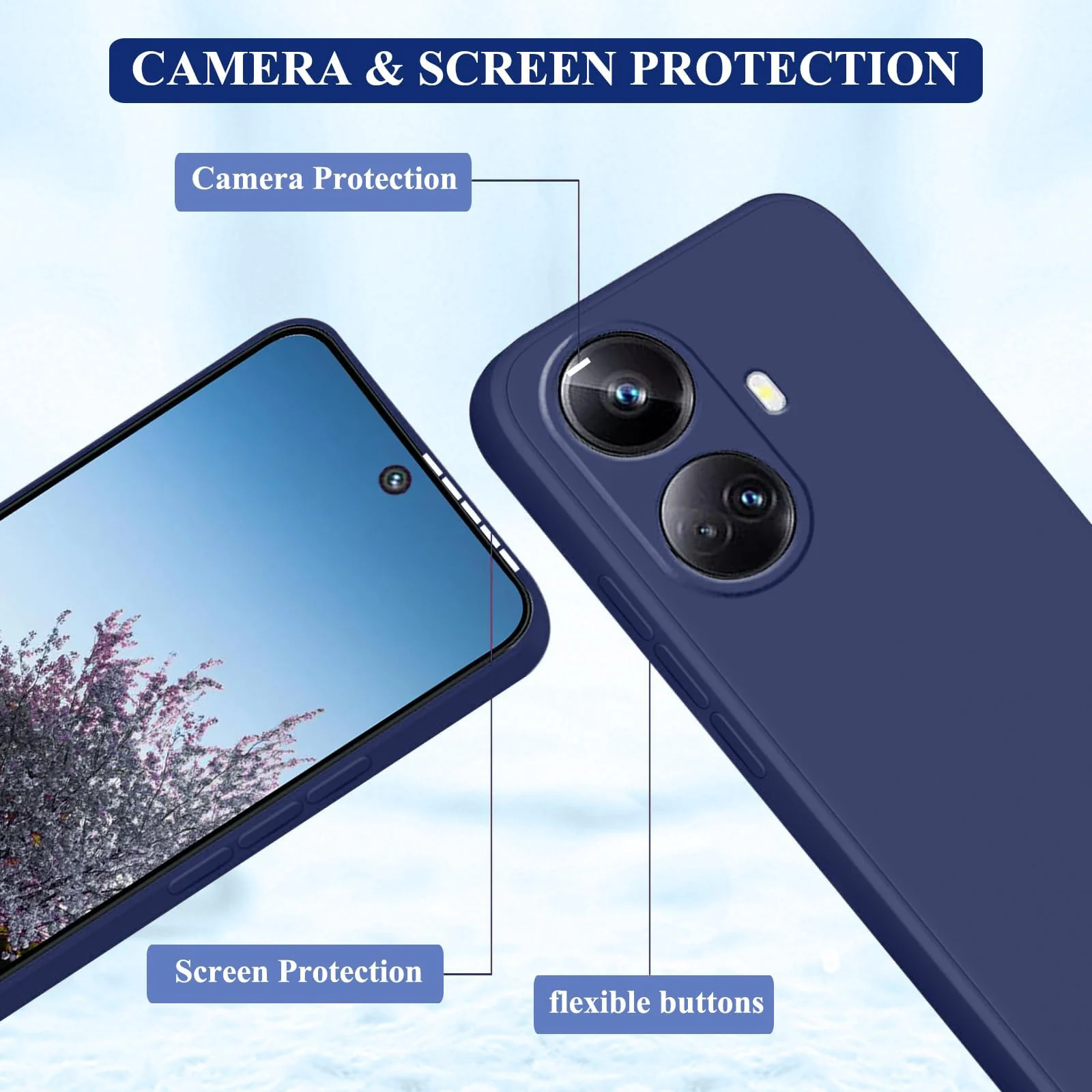DL3 Mobilak Silicone Protective Case for realme 10 pro plus, Shock-absorbing protection, Scratch-resistant surface, Soft microfiber lining - Blue 1