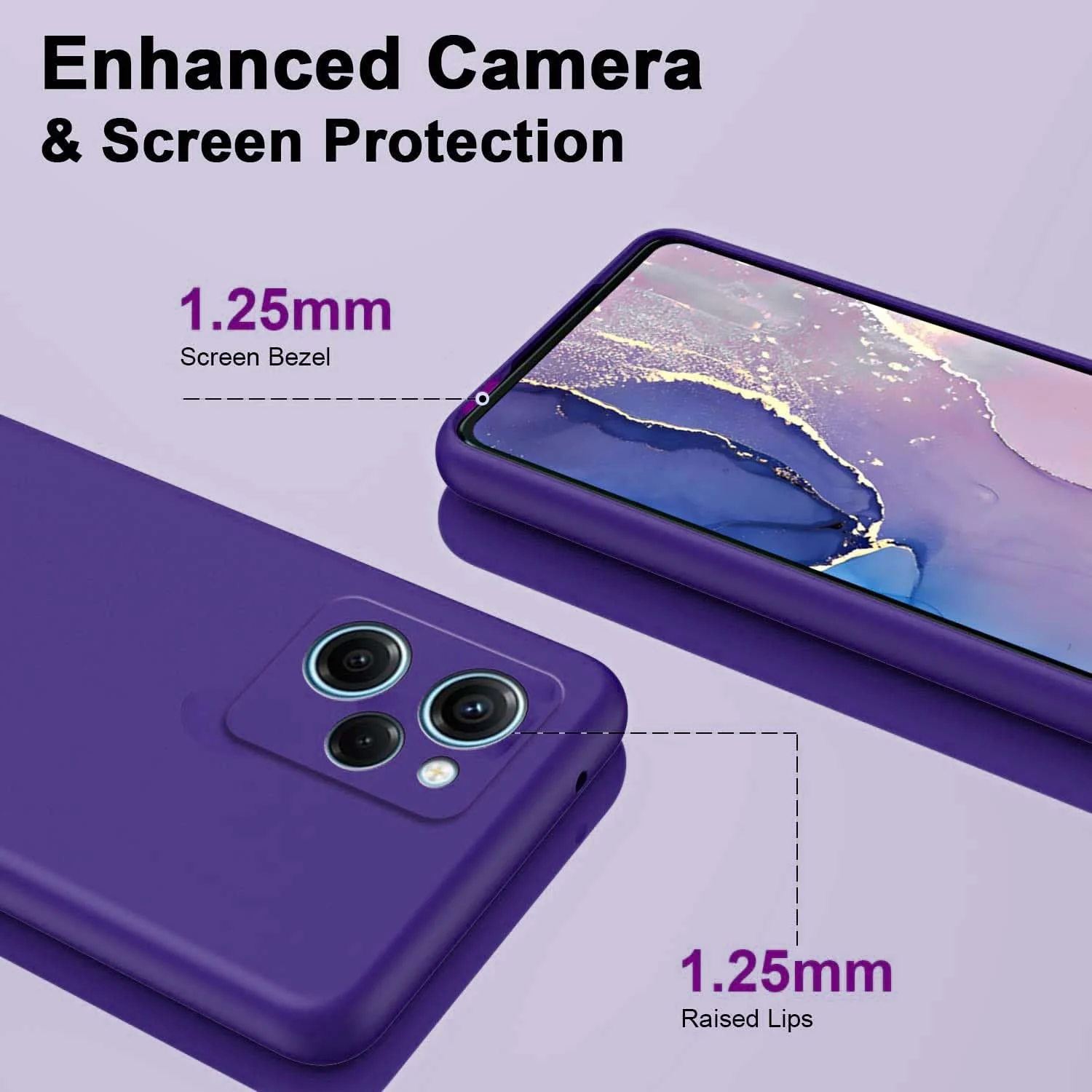 DL3 Mobilak Soft Silicone Protective Case for POCO X5 Pro 5G with Microfiber Lining and Shockproof Design - Purple