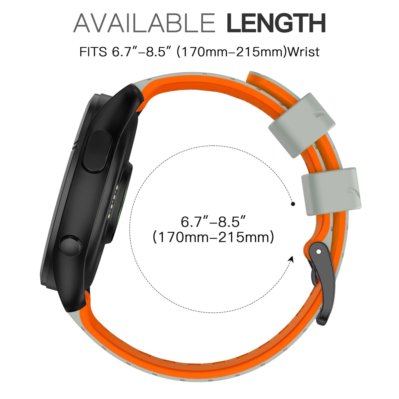 DL3 Mobilak Silicone Sport Band 22MM Strap For Xiaomi Redmi Watch 5 Active/5 Lite/Samsung Galaxy Watch 3 45mm/Watch 46mm/Gear S3/Huawei watch GT5 GT4 GT3 GT2 GT 46MM/GT2E/GT3 Pro/GT 5 Pro - Gray/orange