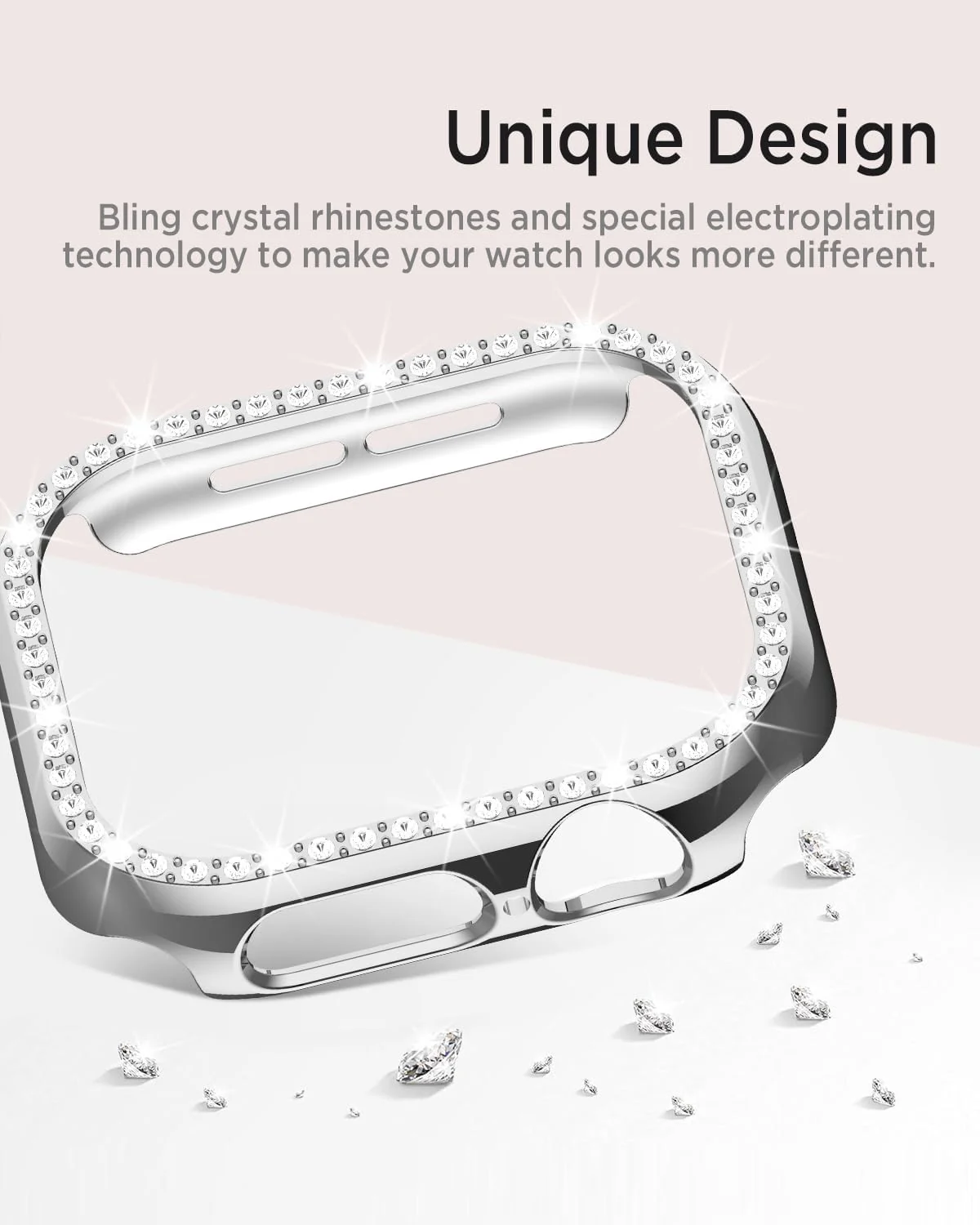 DL3 MOBILAK Bling Hard PC Watch Bumper Case for Apple Watch Series 4 and 5 and 6 and SE 40MM - Silver