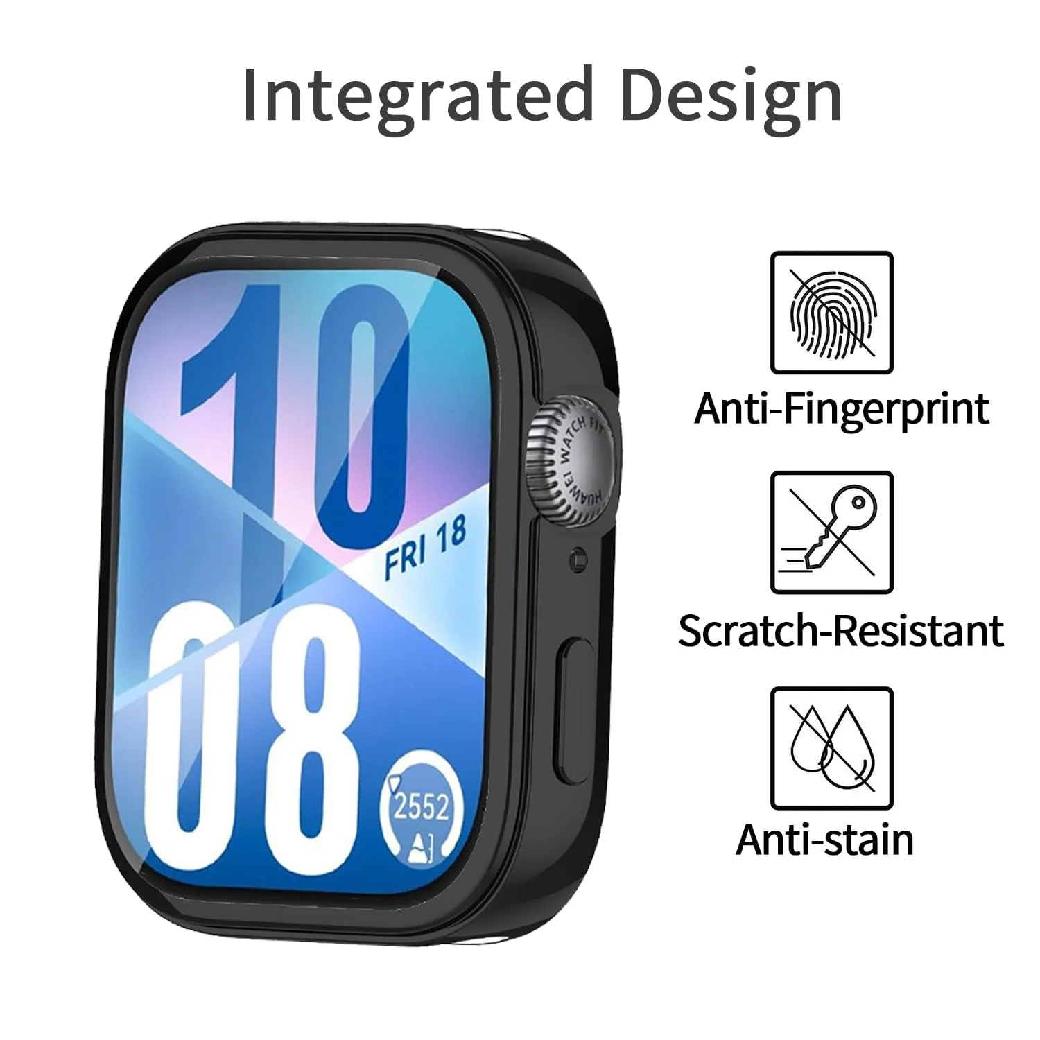 DL3 Mobilak Protective Case compatible with Huawei Watch Fit 4, All-around Flexible TPU Case with Built-in Screen Protector, Soft Frame & Shockproof Cover For Huawei Watch Fit 4 - Black