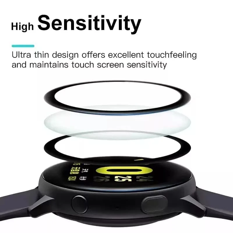 DL3 Mobilak Screen Protector For Samsung Galaxy Watch 5 44mm / Watch 4 44mm, 3D Curved Soft Edge Protective Film [Anti-Scratch] [Bubble Free] [Ultra Shatterproof] [High Sensitive] (Not Glass) - Black