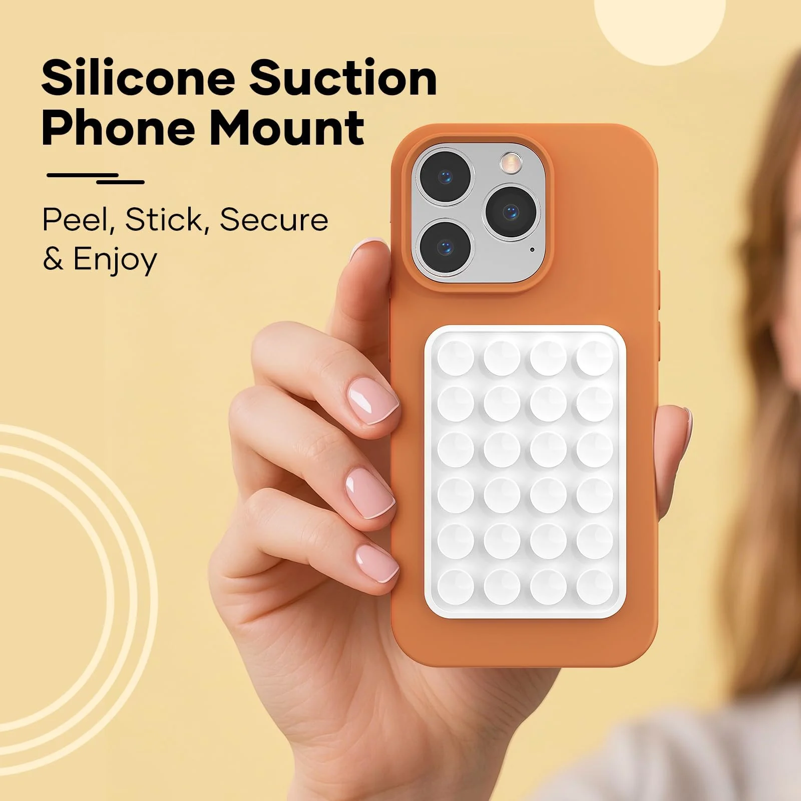 DL3 MOBILAK Silicone Suction Phone Case Mount, Sillicon Adhesive Phone Accessory for iPhone and Android, Hands-Free Fidget Toy Mirror Shower Phone Strong Grip Holder, Videos and Selfies - White