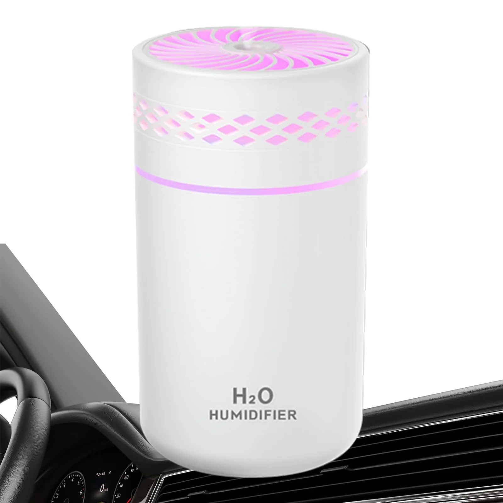Mobigon Wood Cool Mist Ultrasonic Humidifier for Room Moisture, Aroma Diffuser for Home, 260ml Essential Oil Diffuser with 7 Colorful Night Light, Auto Shut-Off, Home, Office, car - white
