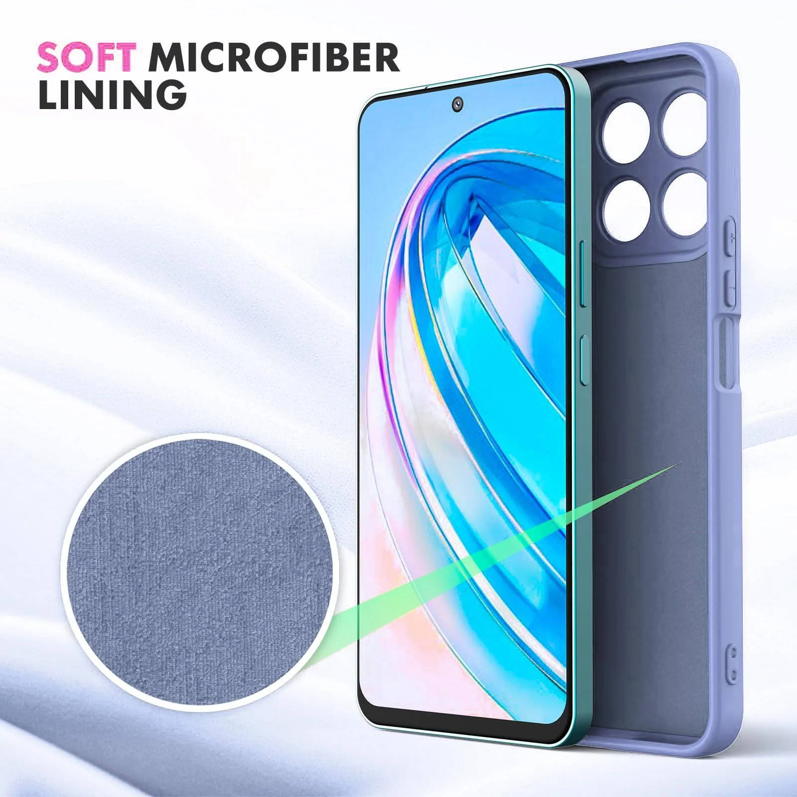 DL3 Mobilak Liquid Silicone Protective Case with Soft Microfiber Lining with Full Camera Protection for Honor X8A - Baby Blue