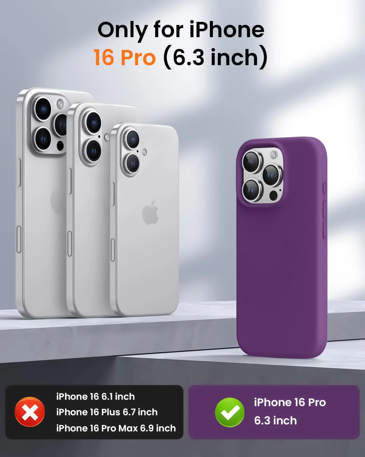 DL3 Mobilak Liquid Silicone Protective Case with Soft Microfiber Lining for iPhone 16 Pro - Violet