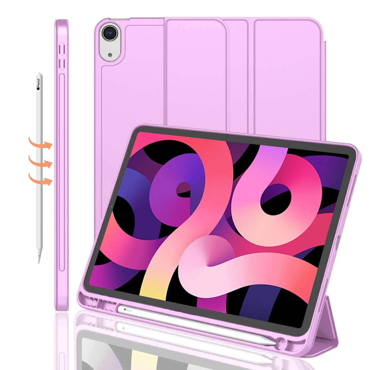 DL3 Mobilak Smart Case For iPad Pro 11 Inch 2018 (1st Generation 2018 Model Year) with Pencil Holder, Soft TPU Smart Stand Back Cover Auto Wake/Sleep Feature - Pastel Violet