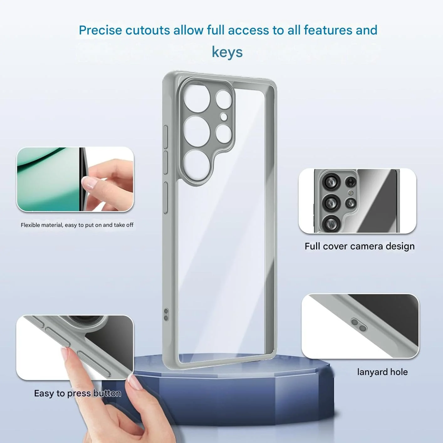 DL3 Mobilak Clear TPU Case for Samsung Galaxy S25 Ultra 5G, Camera protection, Shock-absorbing protection, Scratch-resistant surface - Gray
