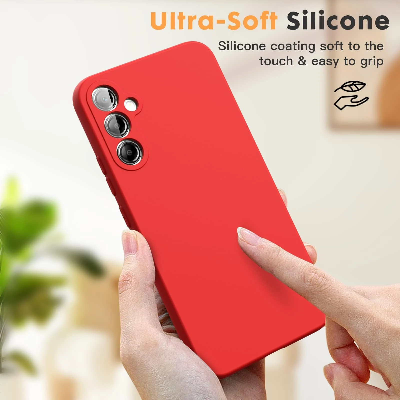 DL3 Mobilak Silicone Protective Case for Samsung Galaxy A14 5G, Shock-absorbing protection, Scratch-resistant surface, Soft microfiber lining - Red