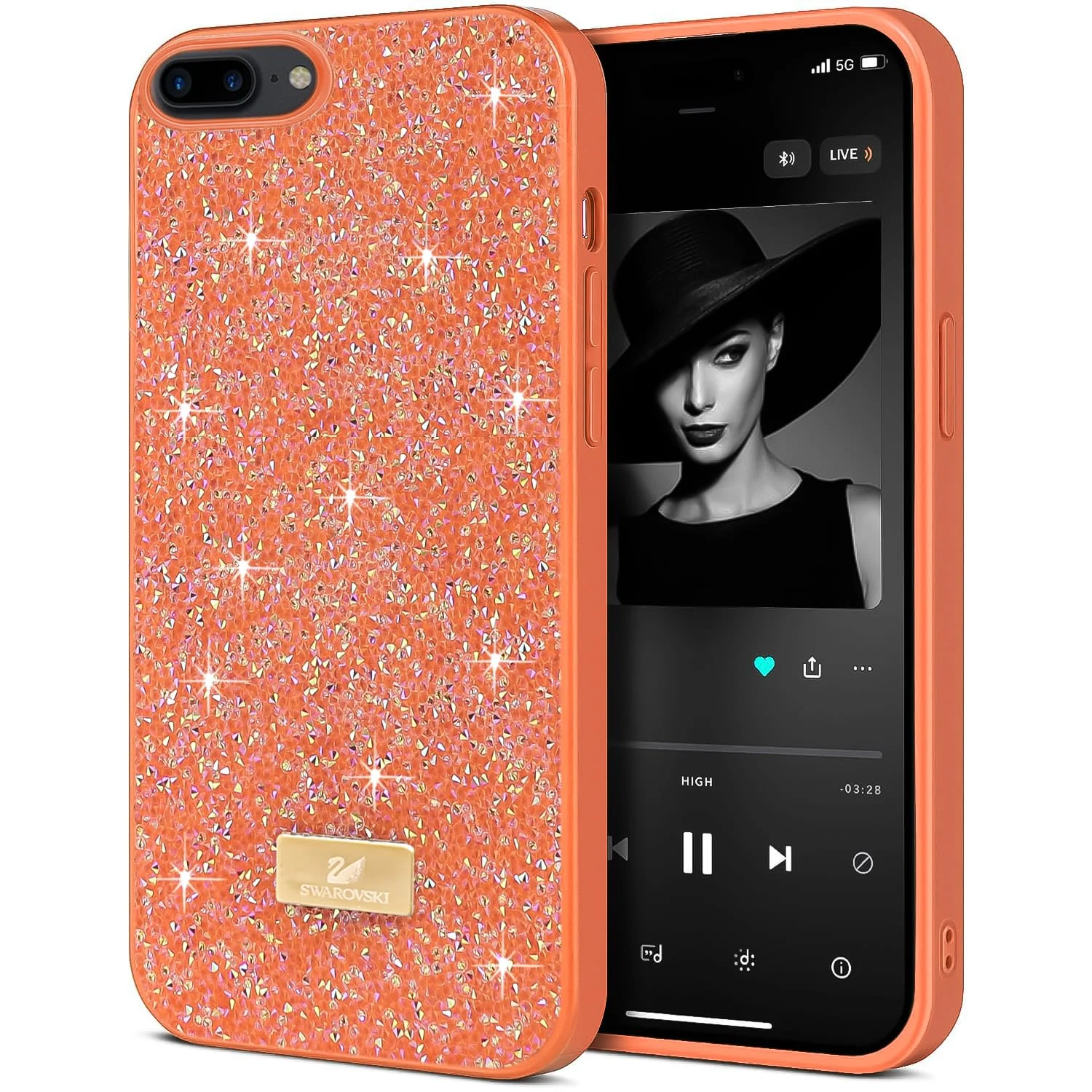 Case For iPhone 7 Plus/iphone 8 Plus Case Glitter, Sparkle Diamond Crystal Bling Case with Bling, Ultra Thin Lightweight Full Body Shockproof Anti-Scratch Protective Cover - Black