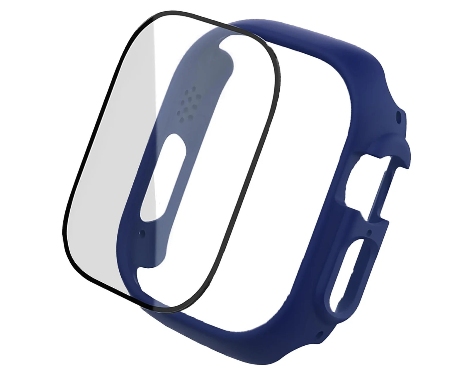DL3 MOBILAK Band with Case For Apple Watch Ultra/Ultra 2 49mm,Adjustable Silicone Sport Wristband Replacement, Strap With Cover Built-in Glass Screen Protector for iWatch Ultra 49 mm - Blue