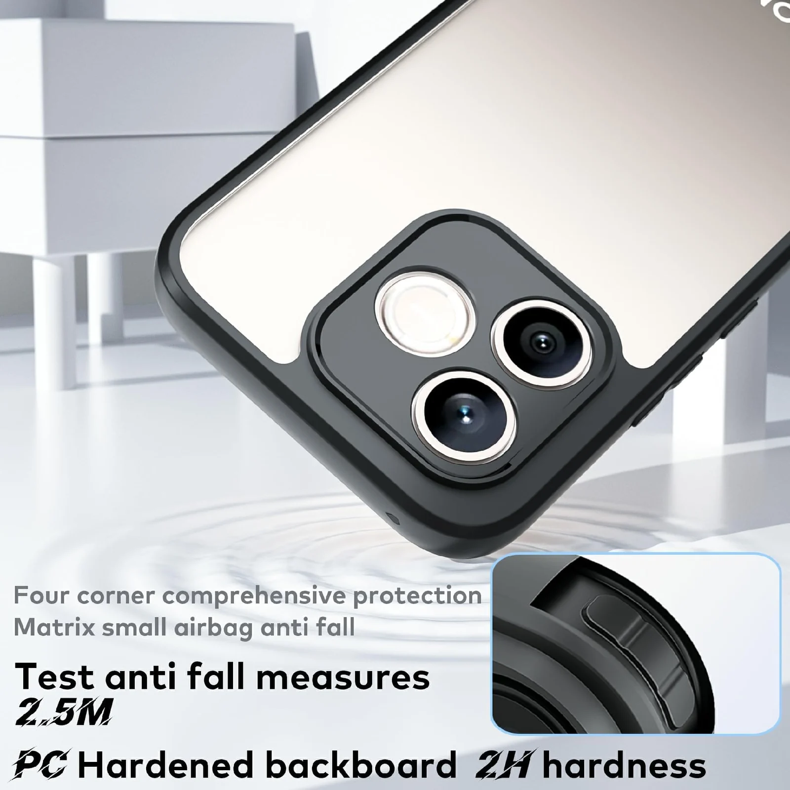 DL3 Mobilak Compatible with HONOR 600 Lite Case Transparent, Military-Grade Shockproof Anti-Yellowing, Slim Protective Phone Case Full Bumper Cover With Camera Protective - Black