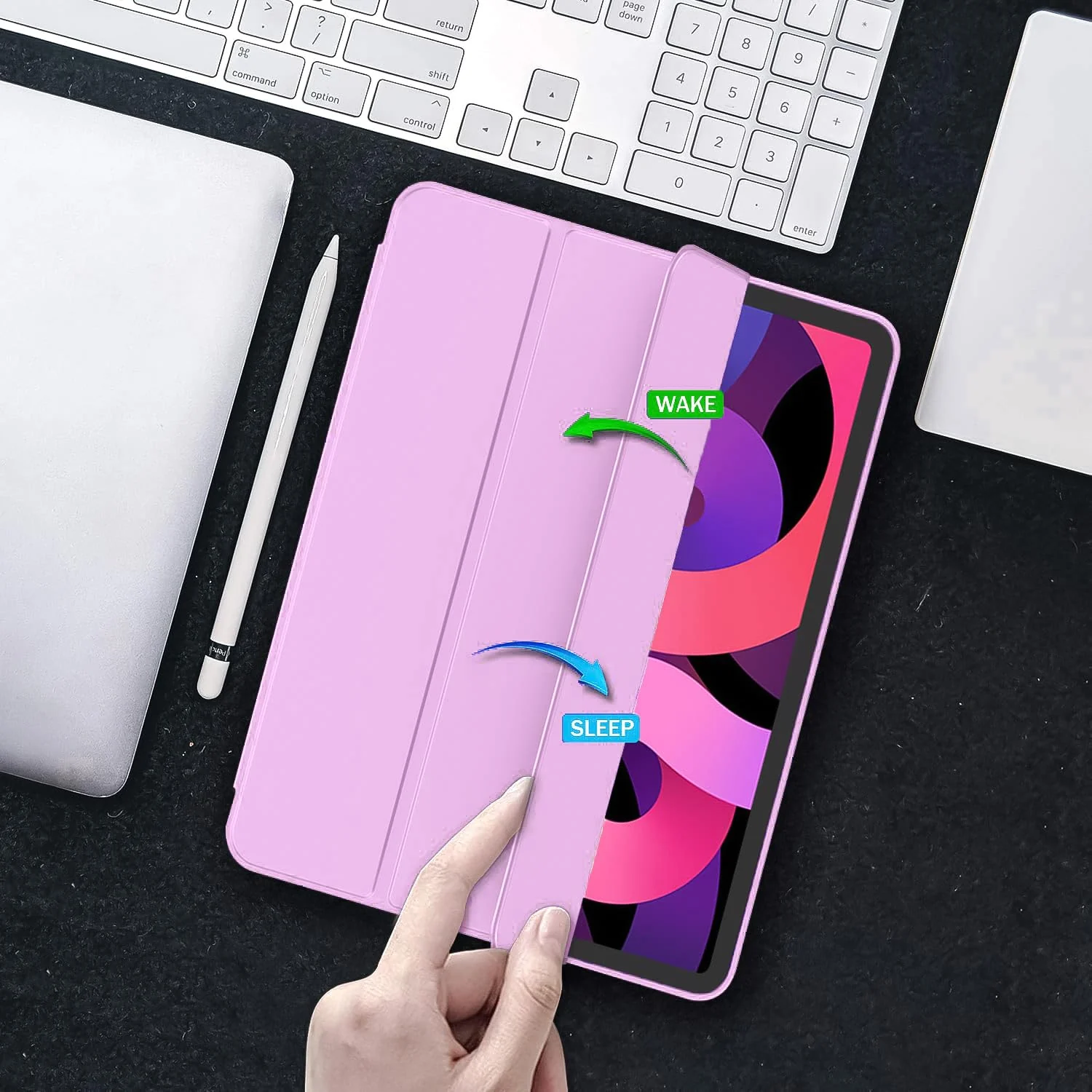 DL3 Mobilak Smart Case For iPad Pro 11 Inch 2018 (1st Generation 2018 Model Year) with Pencil Holder, Soft TPU Smart Stand Back Cover Auto Wake/Sleep Feature - Pastel Violet