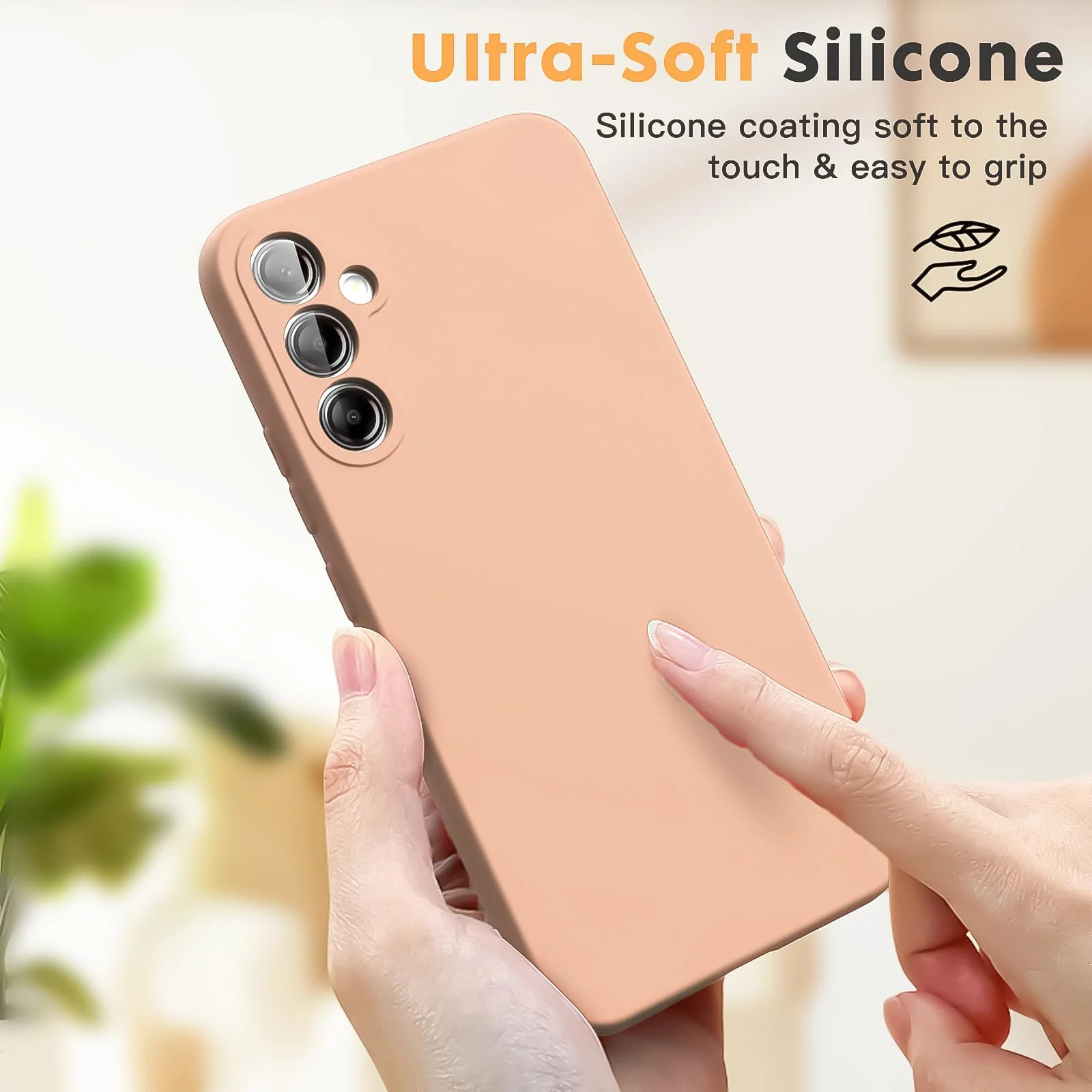DL3 Mobilak Soft Silicone Protective Case for Samsung Galaxy A24 4G with Microfiber Lining and Shockproof Design - Light Orange