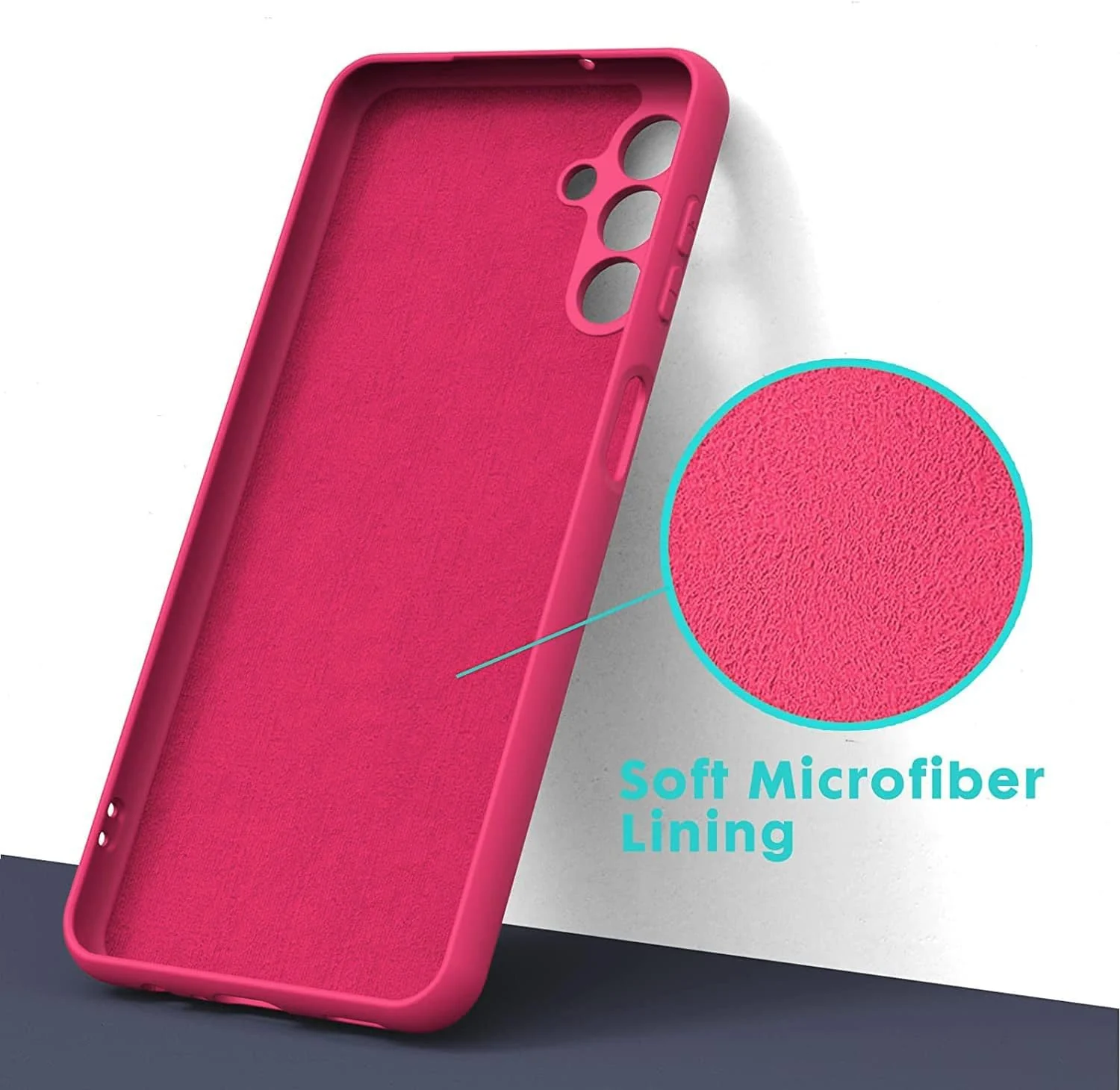 DL3 Mobilak Soft Silicone Protective Case for Samsung Galaxy A15 with Microfiber Lining and Shockproof Design - Hot Pink