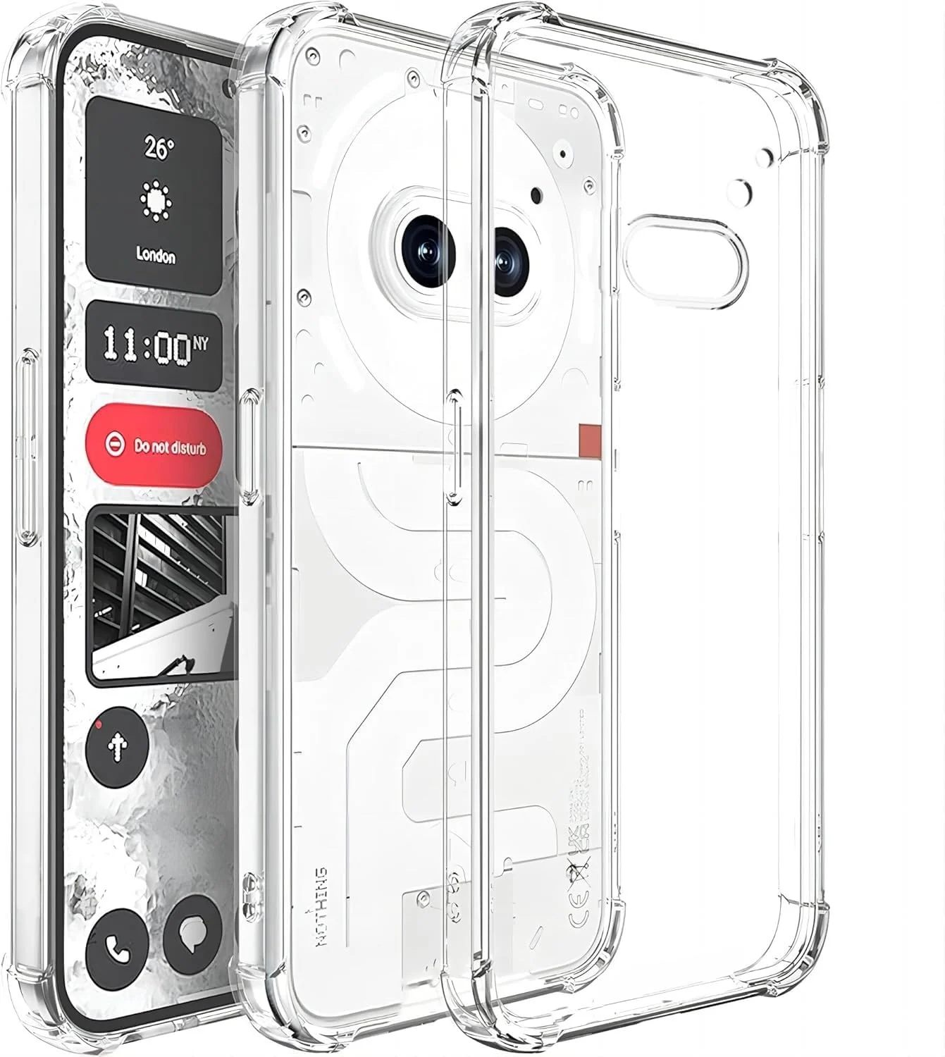DL3 Mobilak Case Compatible with Nothing Phone 2A 5G, Cover Silicone TPU Gorilla Anti-shock Protector Camera Shockproof Corners - Clear
