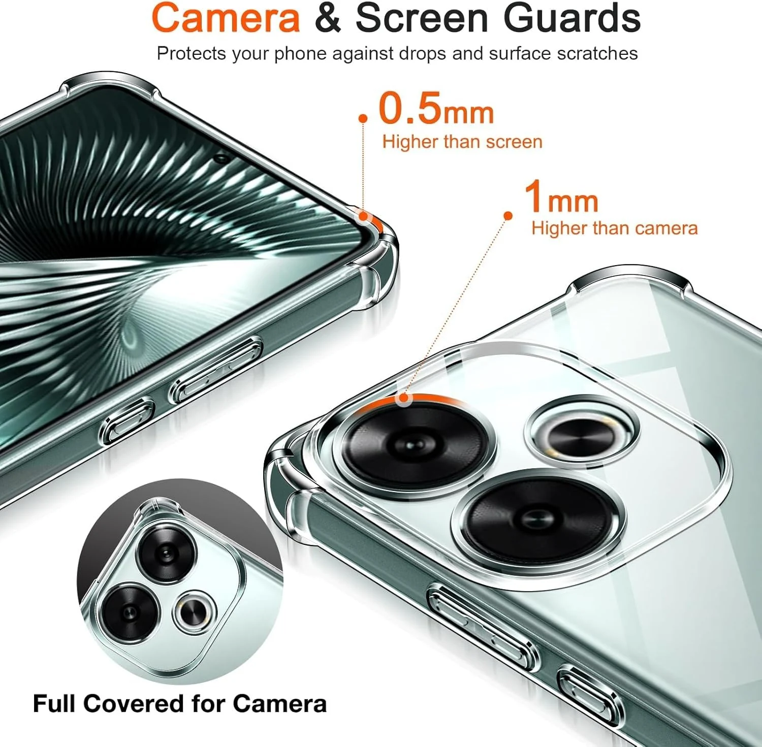 DL3 Mobilak Case Compatible with Xiaomi Poco F6 5G, Cover Silicone Transparent TPU Gorilla Anti-shock Protector Camera Shockproof Corners - Clear