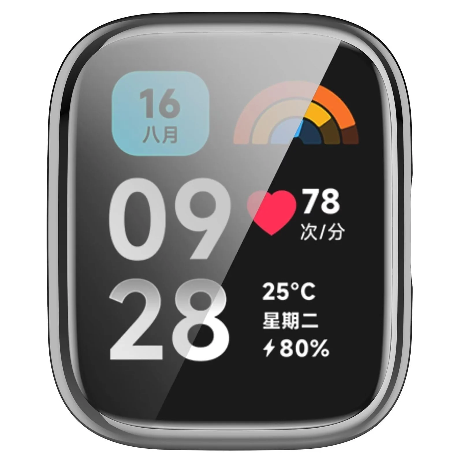 DL3 Mobilak Case for Xiaomi Redmi Watch 3 Lite/Redmi Watch 3 Active All-Around with Built-in Screen Protector Watch Soft TPU Shockproof Cover Slim Guard Thin Bumper Shell Protector - Silver