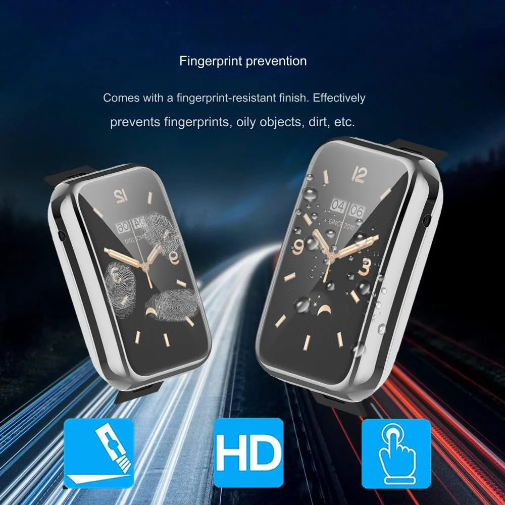 DL3 Mobilak Case Compatible with Xiaomi Mi Band 7 Pro Case All-Around with Built-in Screen Protector Watch Soft TPU Shockproof Cover Slim Guard Thin Bumper Shell Protector - Silver