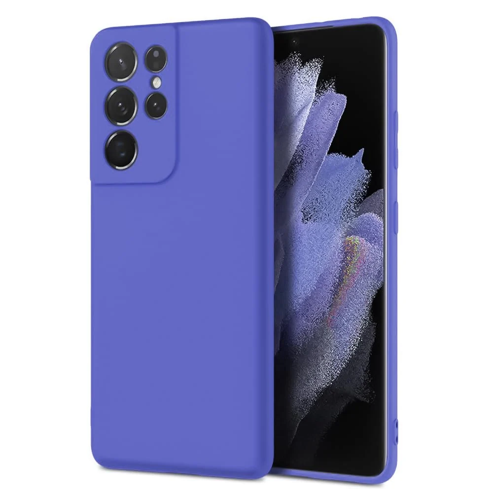 DL3 Mobilak Soft Silicone Protective Case for Samsung Galaxy S21 Ultra 5G with Microfiber Lining and Shockproof Design - Light Blue