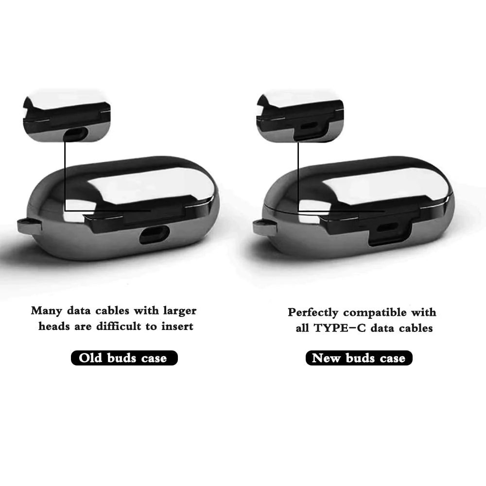 DL3 Mobilak Protective Case for Galaxy Buds 2019/Galaxy Buds+Plus 2020, Plated TPU Shockproof Cover with Keychain Compatible Samsung Galaxy Buds(Support Wireless Charging) - Black