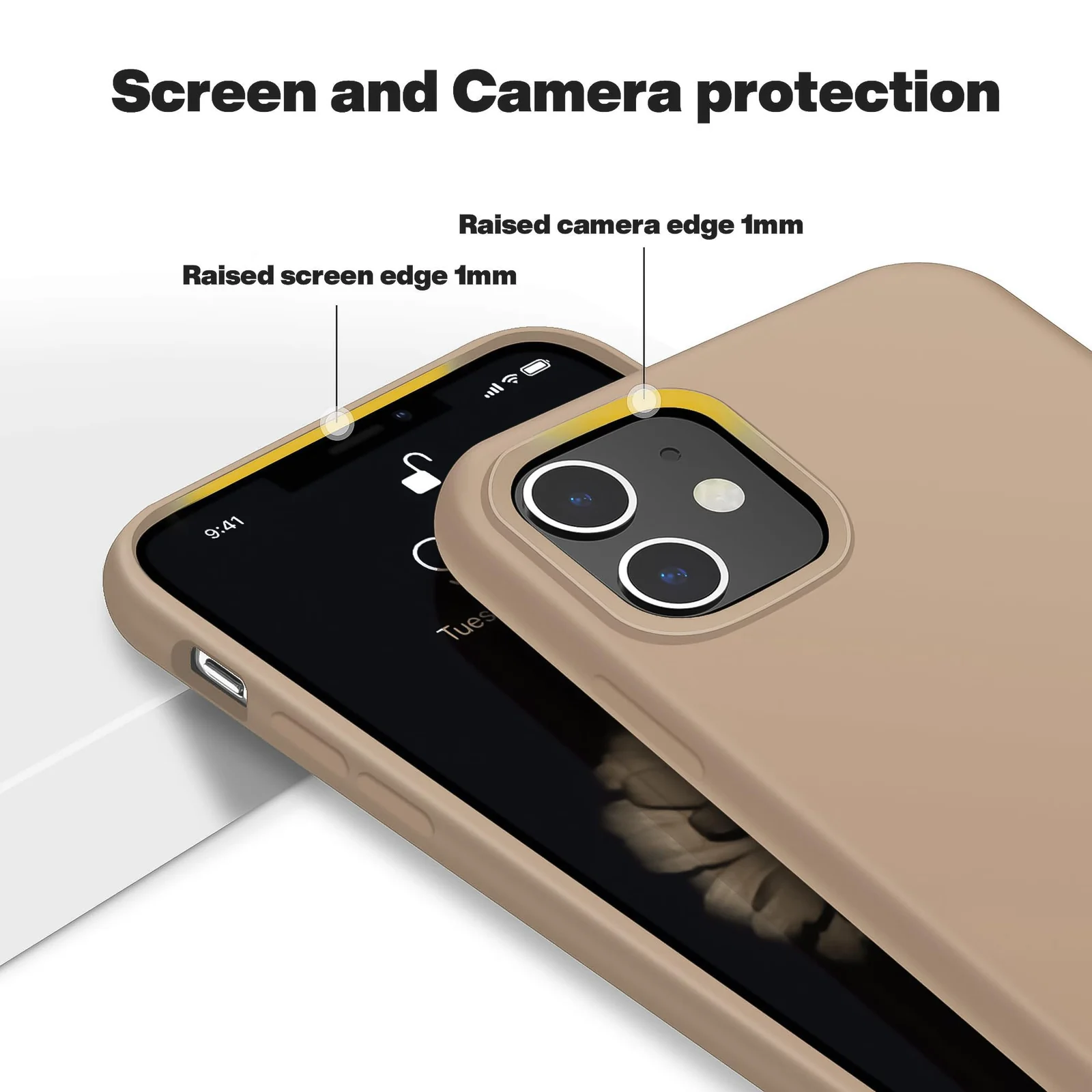 DL3 Mobilak Liquid Silicone Case for iPhone 11 (6.1 Inch), Shock-absorbing protection, Scratch-resistant surface, Soft microfiber lining - Desert
