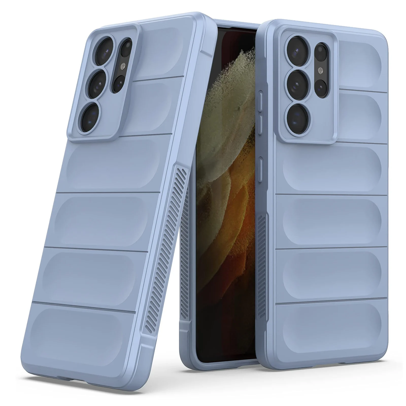 DL3 Mobilak Silicone Case for Samsung Galaxy S21 Ultra Heavy Duty Protective [Slim Fit] Shockproof Soft Flexible Protective Design Shock-Absorption TPU Cover With Camera Protection - Baby Blue