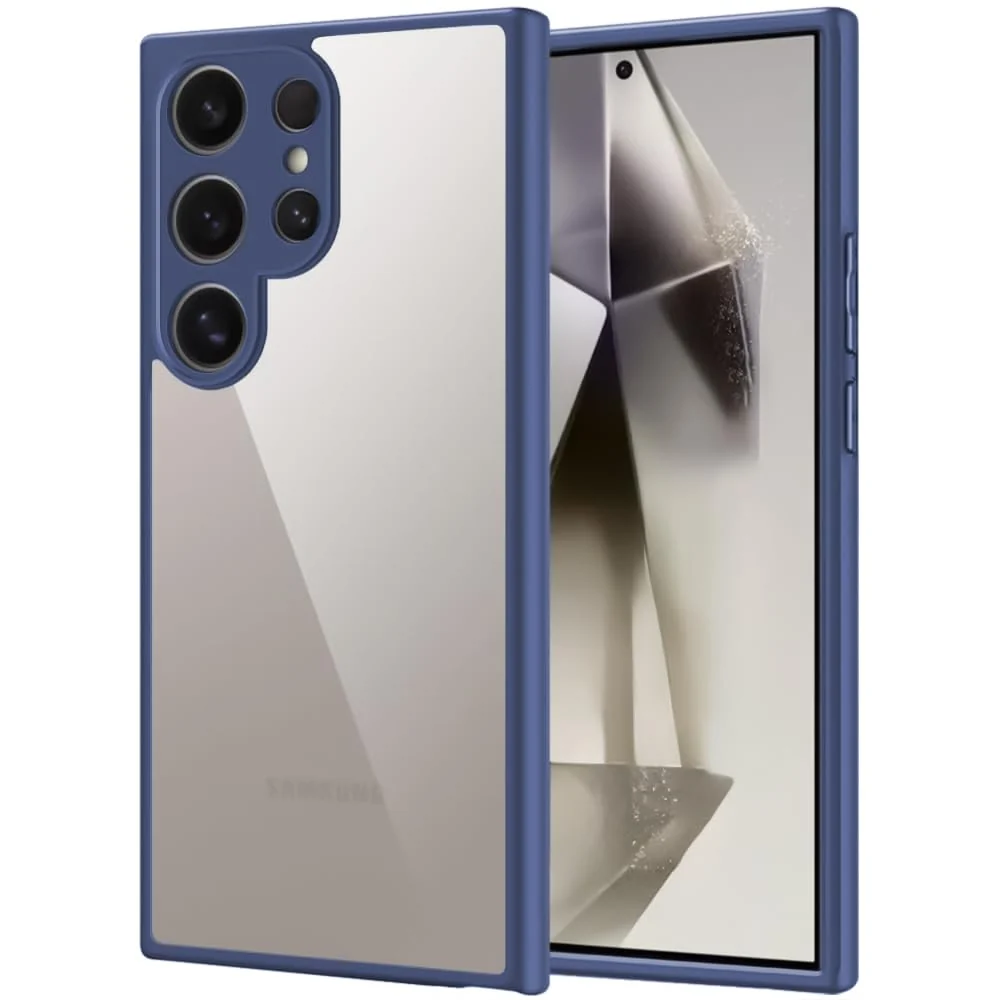 DL3 Mobilak Clear PC and TPU Protective Case for Samsung Galaxy S24 Ultra with Camera Protection and Military-Grade Protection - Blue