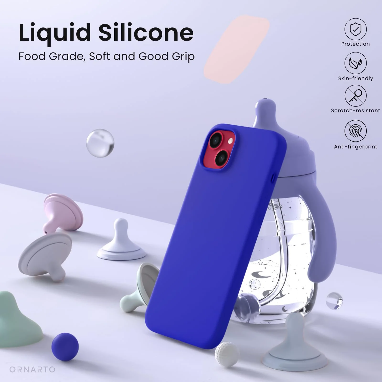 DL3 Mobilak Liquid Silicone Case for iPhone 15, Supports wireless charging, Shock-absorbing protection, Anti-fingerprint finish - Pepsi