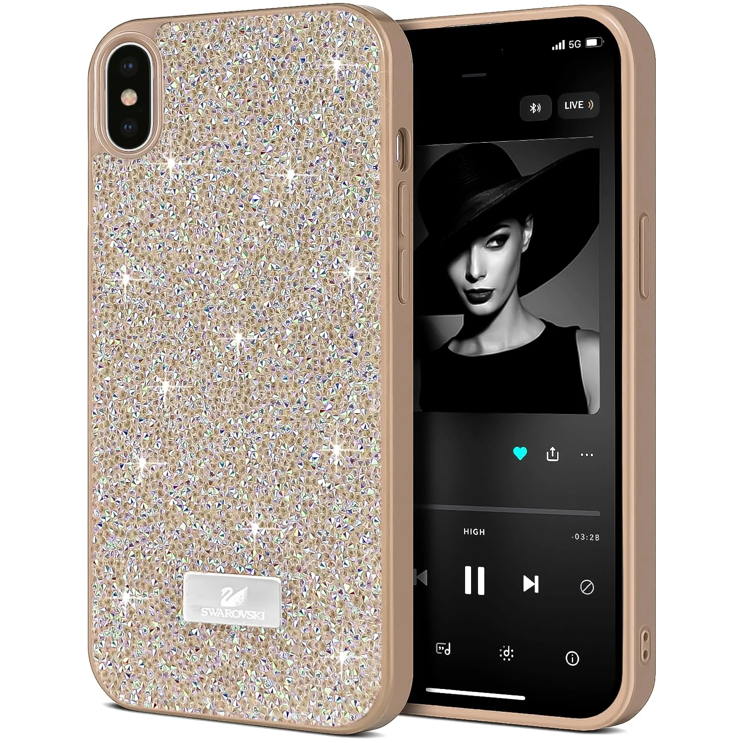 DL3 Mobilak Glitter Rhinestone Protective Case for iPhone X / iPhone XS with Shockproof Design