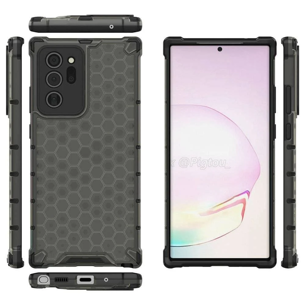DL3 Mobilak Honeycomb Protective Case for Samsung Galaxy Note 20 5G, Shock-absorbing protection, Transparent design, Slim, lightweight profile - Black