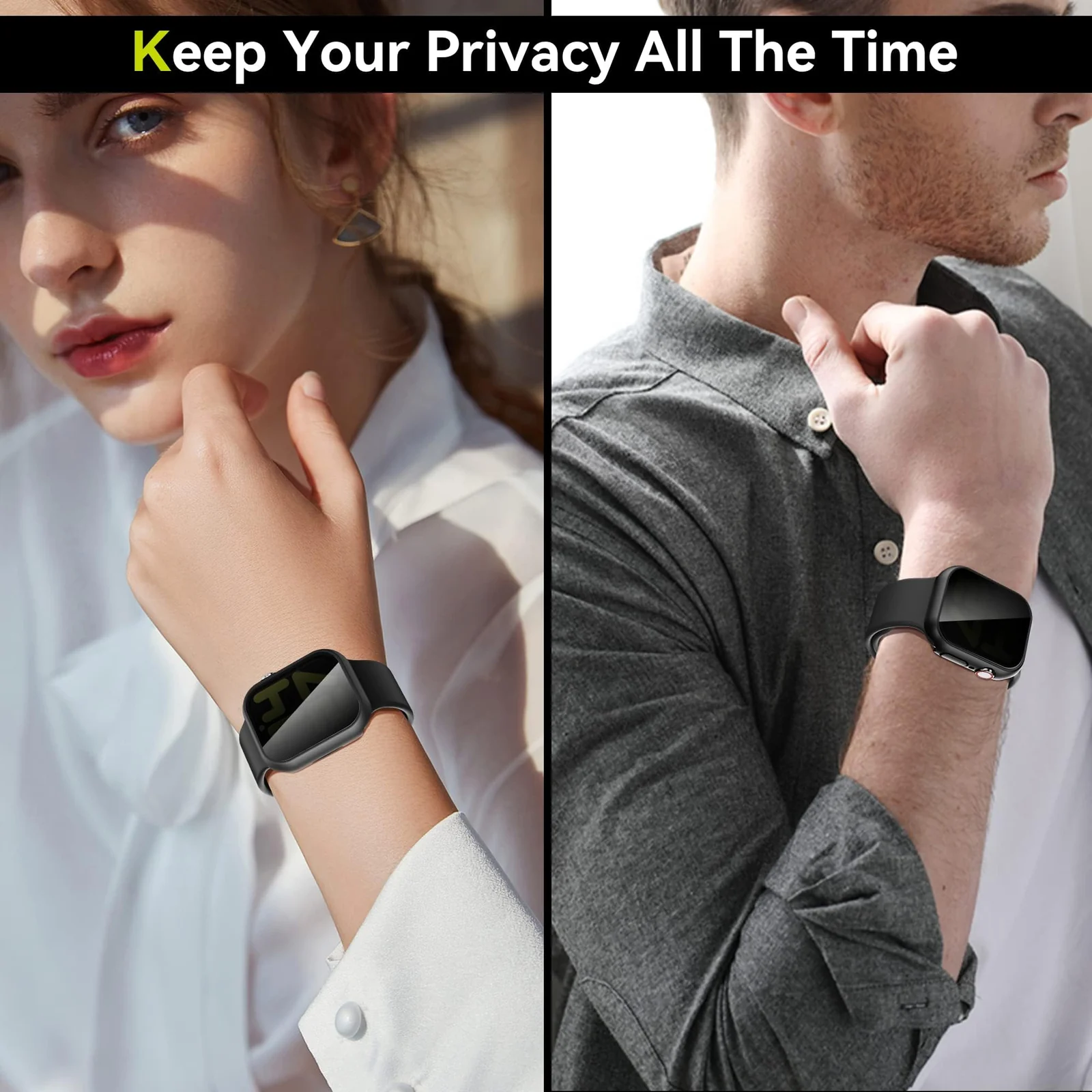 DL3 Mobilak Privacy Case for Apple Watch Series SE/ 4/5/6 44mm Screen Protector, Anti-Spy Tempered Glass Film Apple Watch Cover Hard PC Case Bumper for iWatch 44 mm Series 6/5/4/SE/SE2 - Black
