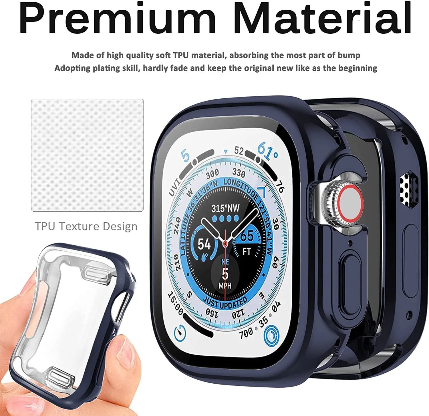 DL3 Mobilak Case Compatible with Apple Watch Ultra 49mm Case Watch Soft TPU Shockproof Cover Slim Guard Thin Bumper Shell Protector - Dark Blue