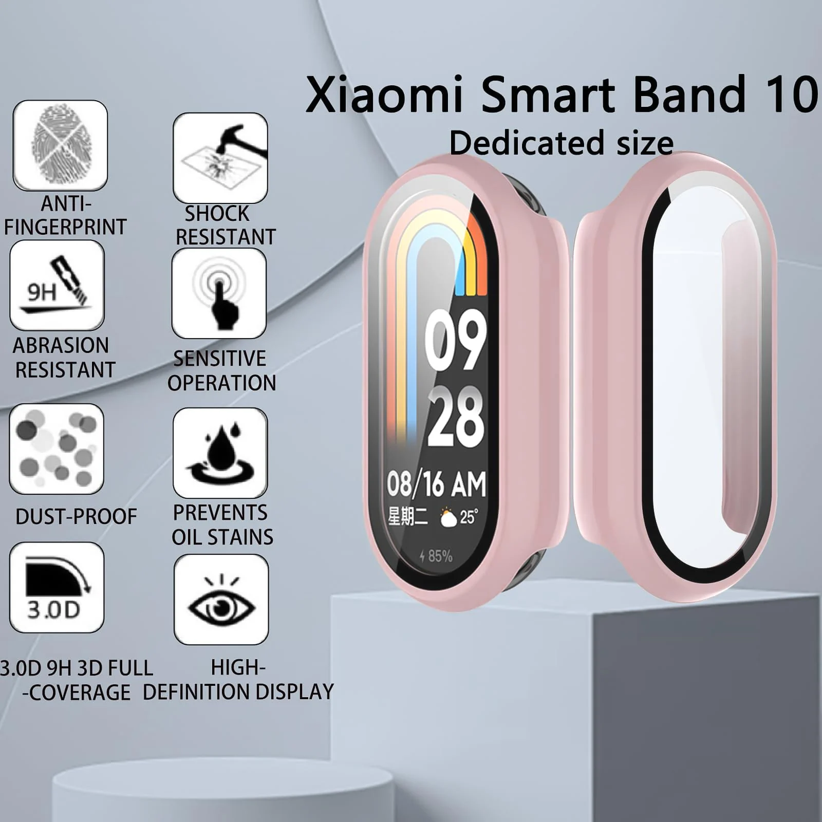 DL3 Mobilak PC Protective Case for Xiaomi Smart Band 10 with Shockproof Design - Pink