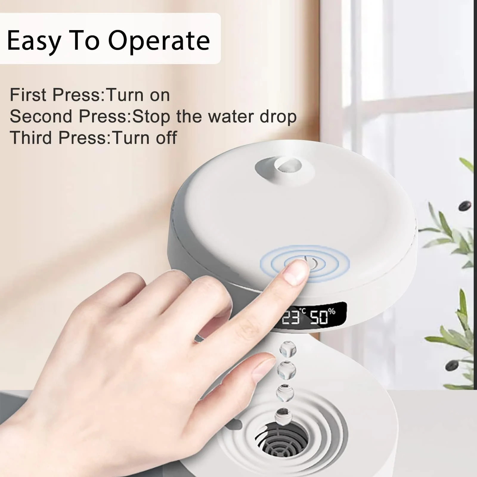 MOBIGON Anti-Gravity 600 ml Humidifier with Clock, White