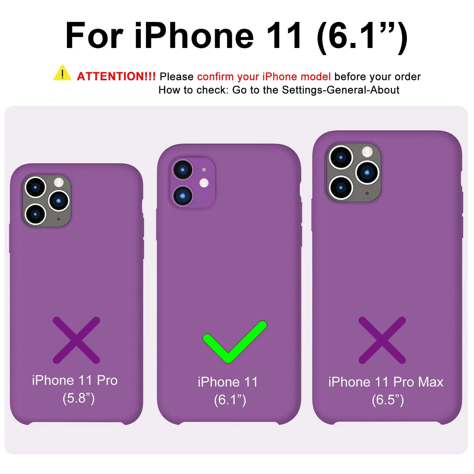 DL3 Mobilak Liquid Silicone Case for iPhone 11 (6.1 Inch), Shock-absorbing protection, Scratch-resistant surface, Soft microfiber lining - Violet